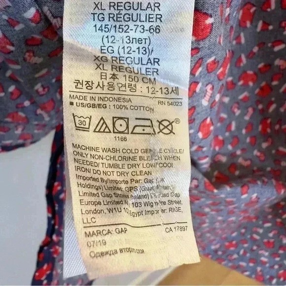 GAP Kids Boy’s XL Blue Holiday Christmas Long Sleeve Button-Up Shirt Casual - Picture 10 of 11